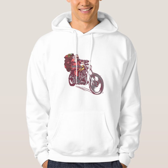 Moletom Papais noeis Biker Figurino de Natal para Convite  (Frente)