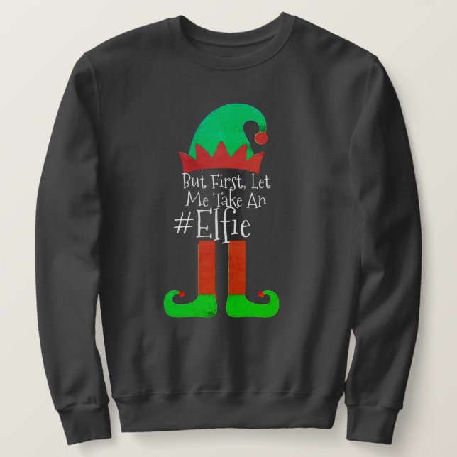 Moletom Papais noeis Engraçados De Elf De Natal Deixe-Me P (Frente do Design)