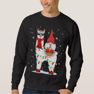 Moletom Papais noeis Gnomos Andando Llama Reindeer Luz de