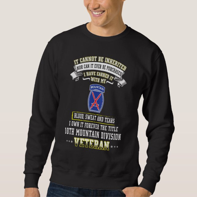 Moletom Para sempre Título 10º Divisão de Montanha Veteran (Frente)