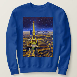 Moletom Paris sob um céu estrelado roxo