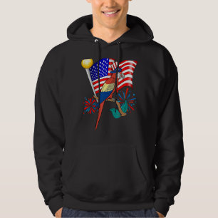 Moletom Parrot segurando bandeira americana Óculos de sol