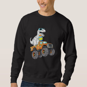 Moletom Páscoa Dia T Rex Dino Dirigindo Um Monster Truck B
