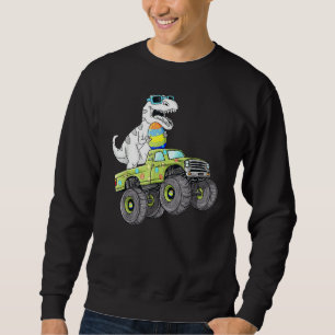 Moletom Páscoa Dia T Rex Dino Dirigindo Um Monster Truck B