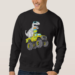 Moletom Páscoa Dia T Rex Dino Dirigindo Um Monster Truck B