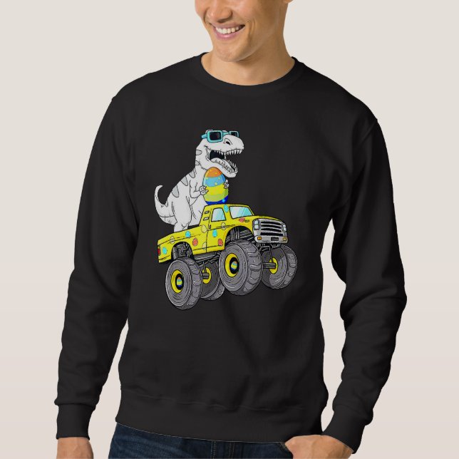 Moletom Páscoa Dia T Rex Dino Dirigindo Um Monster Truck B (Frente)