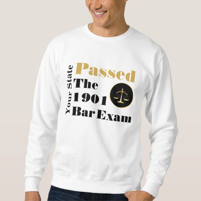 Moletom Passado no exame de Bar (personalize com Estado e  (Frente)