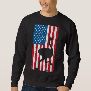 Moletom Pássaro Animal Voador Americano de Ostrich Flag Am
