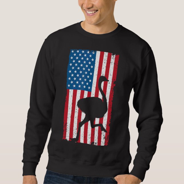 Moletom Pássaro Animal Voador Americano de Ostrich Flag Am (Frente)