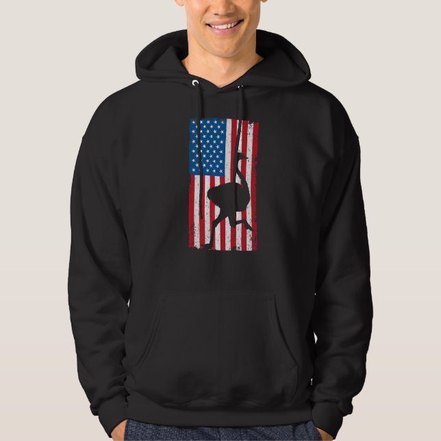 Moletom Pássaro Animal Voador Americano de Ostrich Flag Am (Frente)