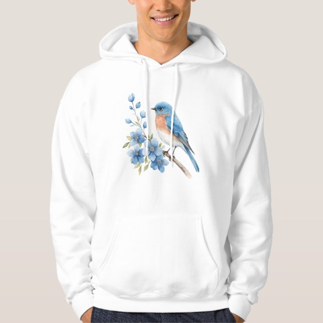 Moletom Pássaro azul com flores azuis (Frente)