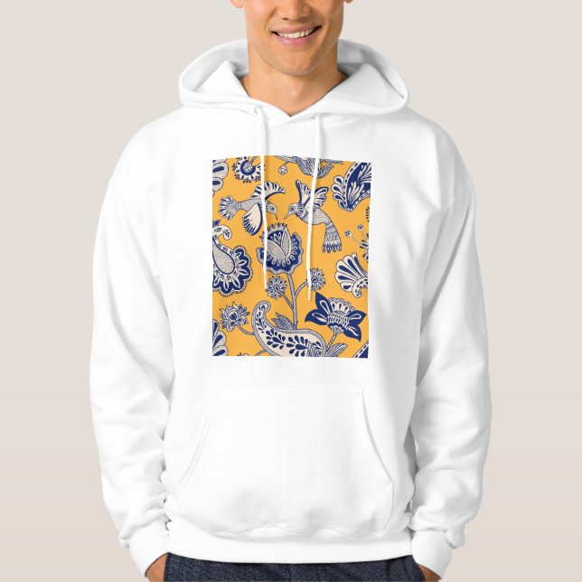Moletom Pássaros Paisley Flores Padrão de Vintagem (Frente)