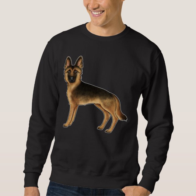 Moletom Pastor Alemão Cartoon GSD Cachorro Preto e Dourado (Frente)