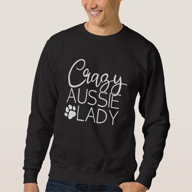 Moletom Pastora australiana Mãe Louca Aussie Lady Dog Mama (Frente)