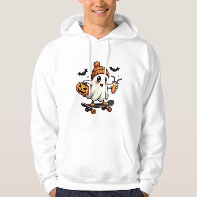 Moletom Patinação de Halloween Pumpkin Spice Ghost Fall (Frente)