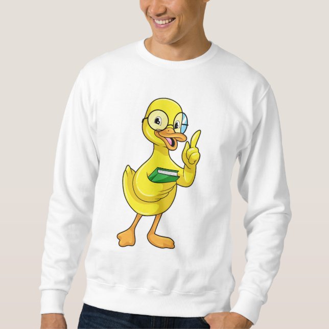 Moletom Pato como professor com livro e óculos (Frente)