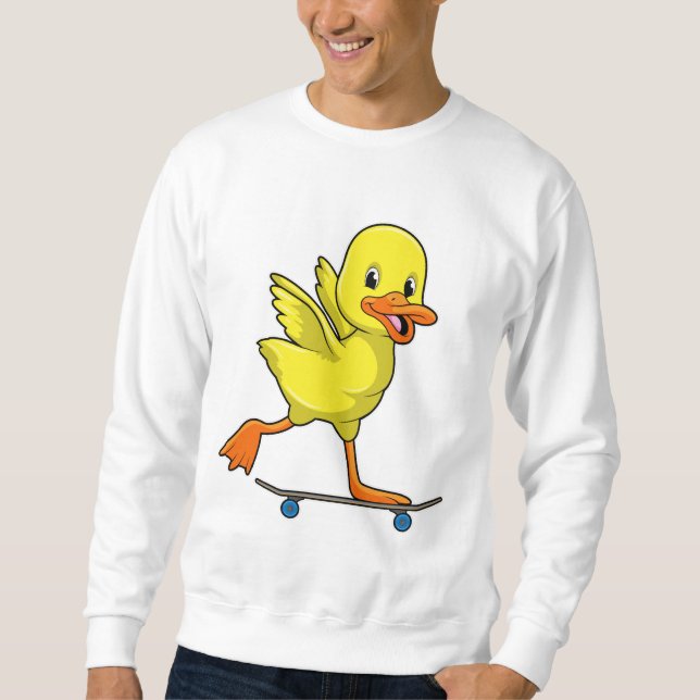 Moletom Pato como skater com skate (Frente)