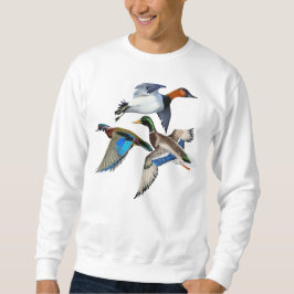 Moletom Patos Canvasback, Mallard e Wood voando