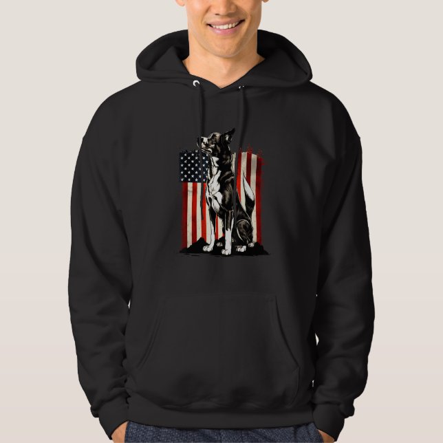 Moletom Patriotic German Shepherd With American Flag (Frente)