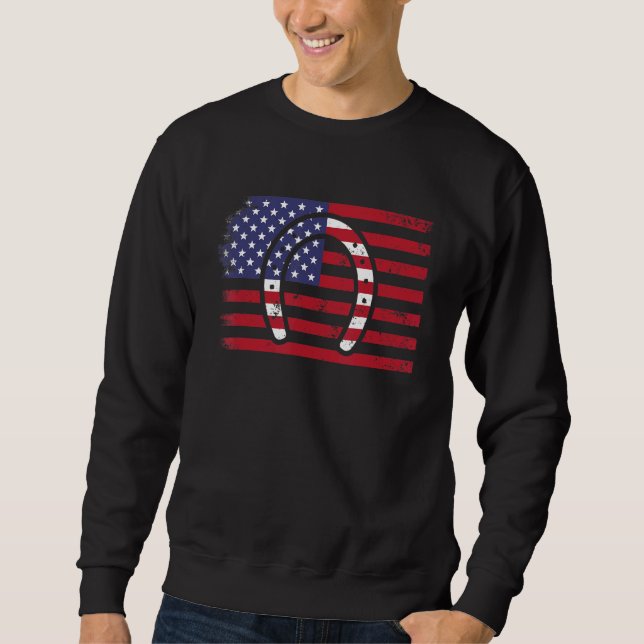 Moletom Patriotic Horseshoe American Flag 4th Of July Farr (Frente)