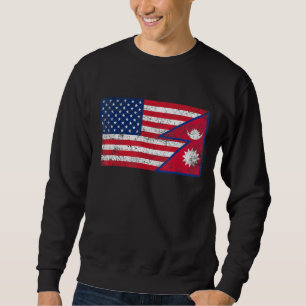 Moletom Patriótica da Bandeira Americana e do Nepal