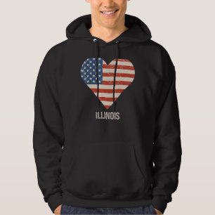 Moletom Patriótico do American Flag Heart Illinois 4 de ju