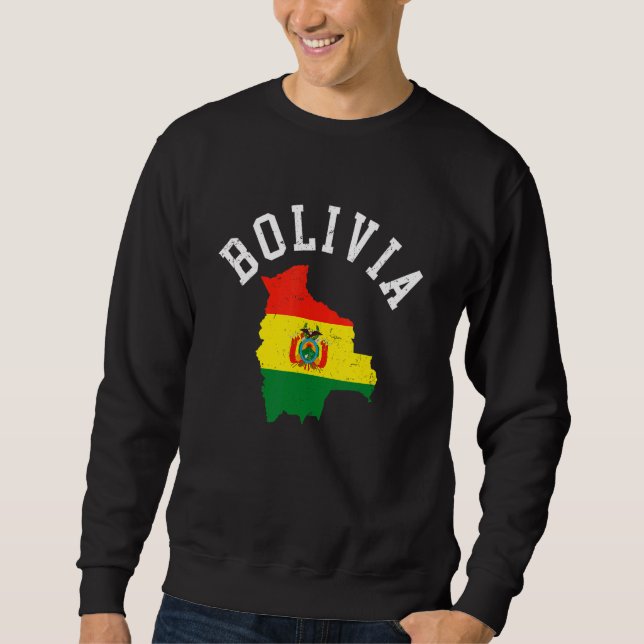 Moletom Patriótico Mapa de Bandeiras da Bolívia Retro Inco (Frente)