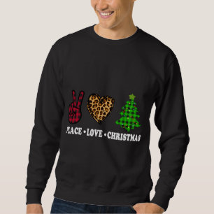 Moletom Paz Amor Árvore de Natal Buffalo Xadrez Leopardo F