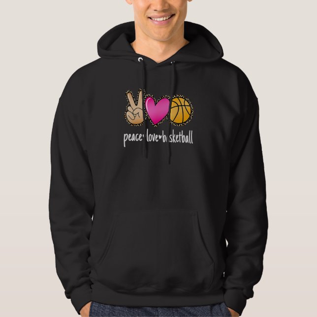 Moletom Paz Amor Basquetebol Impressão Leopardo Meninas Mu (Frente)