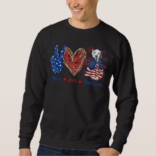 Moletom Paz Amor Cão Dalmático Bandeira Patriótica América