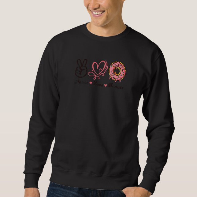 Moletom Paz Amor Donuts Espalhar Eu Amo Lanches Donut  (Frente)