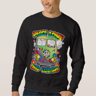 Moletom Paz Amor E Llamas Hippie Flower Groovy Alpaca