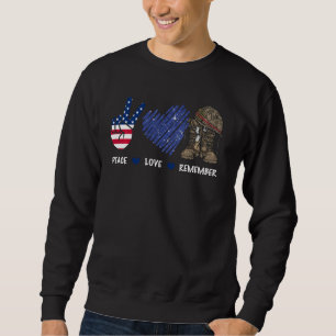 Moletom Paz: Amor Lembra Combate Boots American Flag Vet