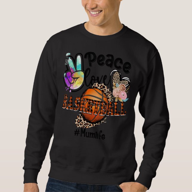 Moletom Paz Amor Mãe de Basquete Vida Mãe Avó Leopardo (Frente)