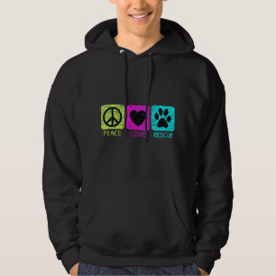Moletom Paz Amor Resgate Cães Gráfico Retro Envelhecido De