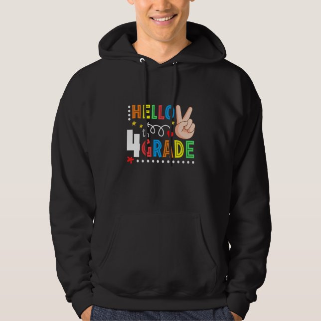 Moletom Peace Hello 4th Grade Back To School Teacher Study (Frente)