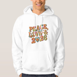 Moletom Peace Love 2026 Groovy Retro Hoodie