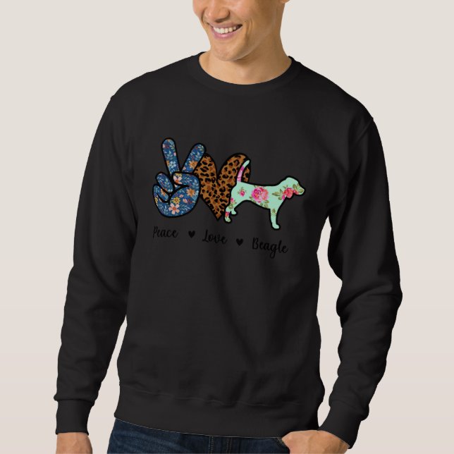 Moletom Peace Love Beagle Dog Leopard (Frente)