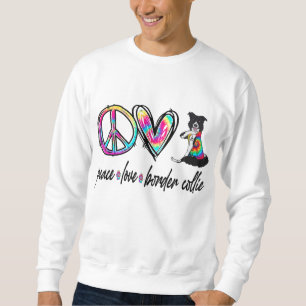 Moletom Peace Love Border Collie Tie Dye Dog Lover Mãe