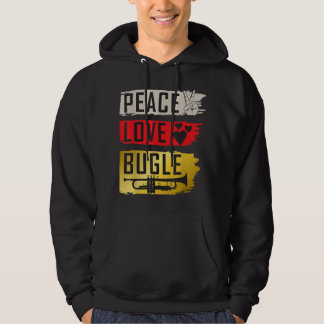 Moletom Peace Love Bugle Drumline Music Bugle Music Instru