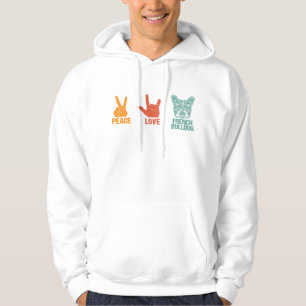 Moletom Peace Love French Buldogue Vintage Dog Lovers