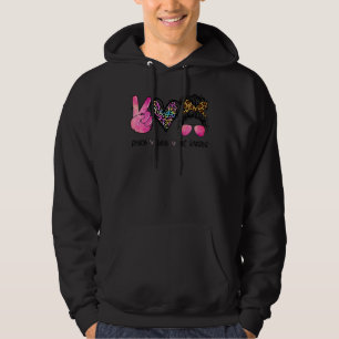 Moletom Peace Love Get Loeft Leopard Messy Bun Mãe Tea Mo