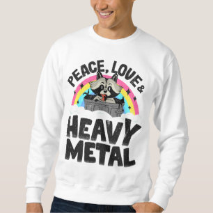 Moletom Peace Love & Heavy Metal Raccoon Kids Banda Metal