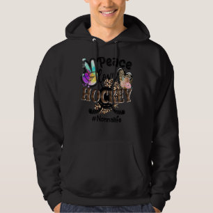 Moletom Peace Love Hockey Nonna Life Mãe Avó Leopardo