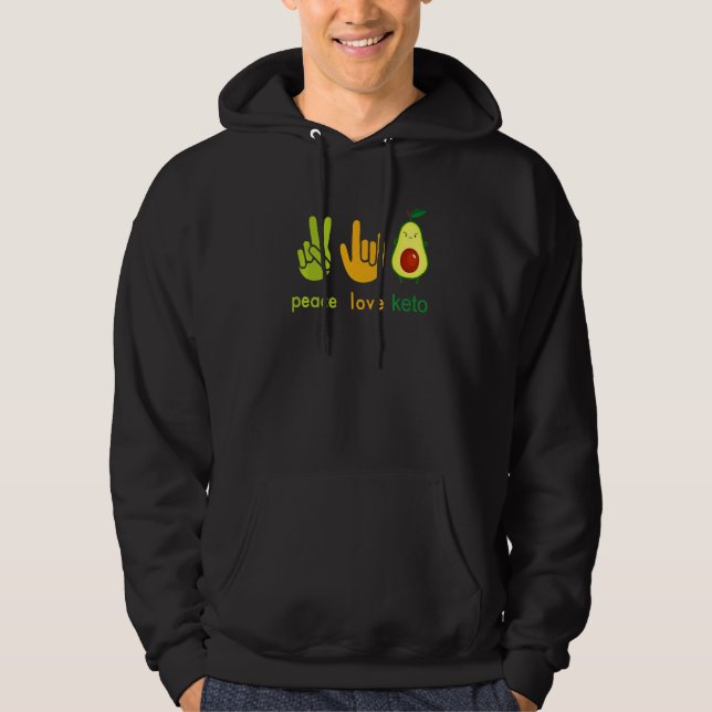 Moletom Peace Love Keto Funny Painter Avocado Hand Sign De (Frente)