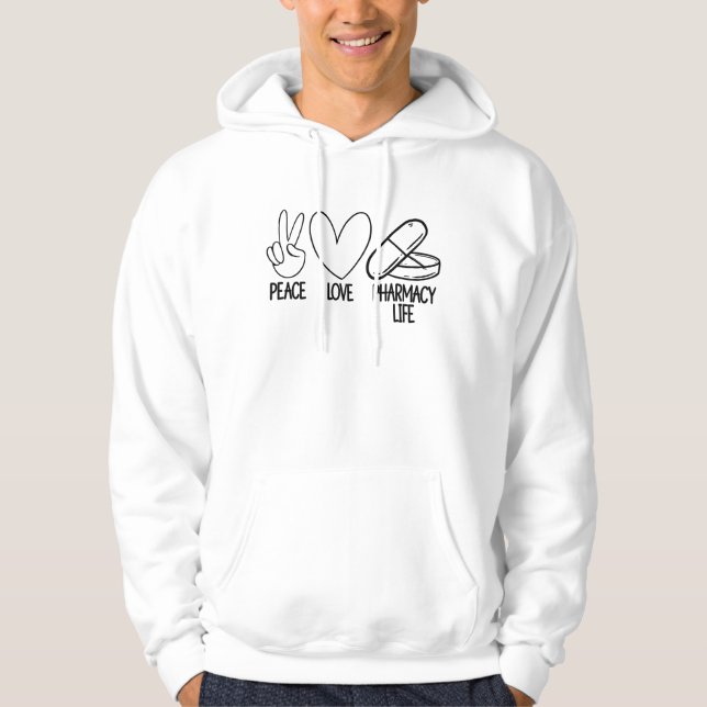 Moletom Peace Love Pharmacy Life Tech Farmacêutica (Frente)