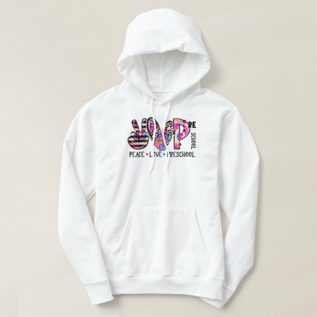 Moletom Peace Love Preschocoler Team Preschool Tie Dy (Frente do Design)