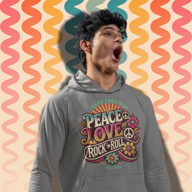 Moletom Peace Love RocknRoll Retro 70s Vintage Psychedelic (Criador carregado)