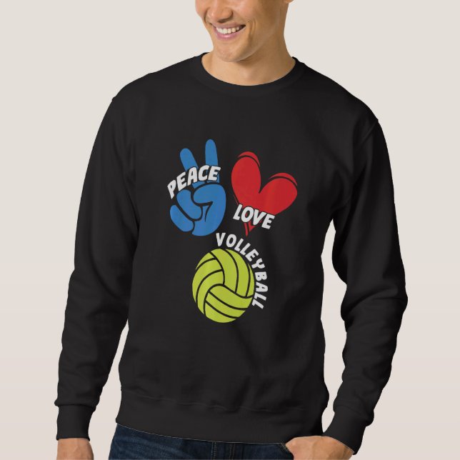 Moletom Peace Love Voleibol Player Game Team Coach Sett (Frente)