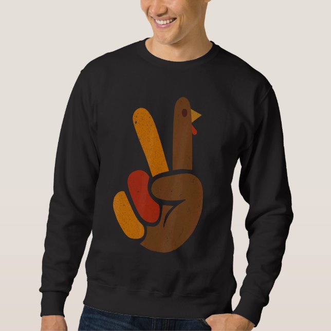 Moletom Peace Sign Turkey Hand Cool Thanksgiving Men Women (Frente)